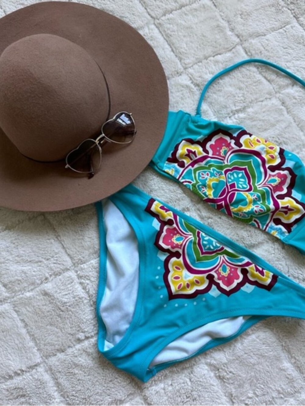Victoria's Secret | Blue Tribal Boho Bikini Set | Top Size Small, Bottoms Medium